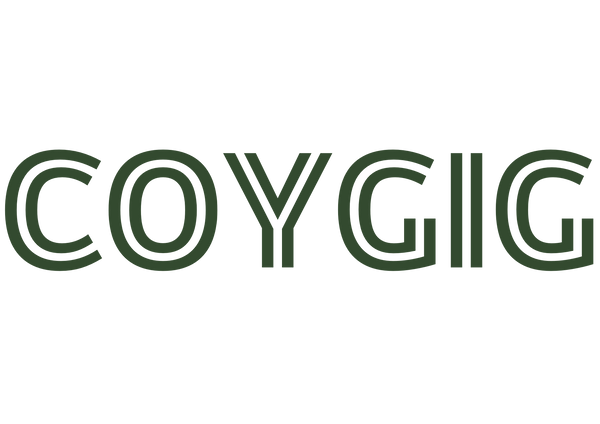 Green text logo spelling out the word COYGIG in dark green.